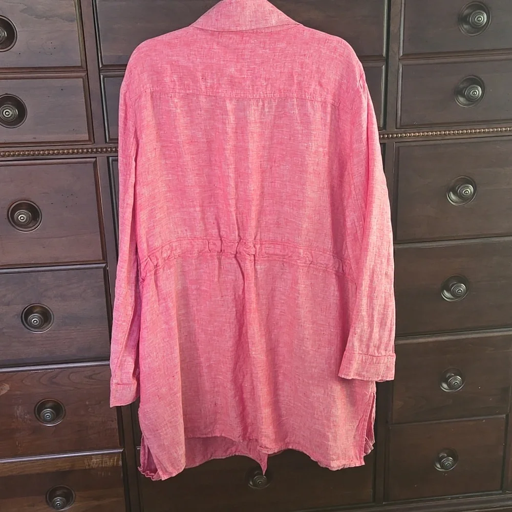 Chico's Linen Lightweight Jacket Size 4 Light Red/Pink - Picture 4 of 7